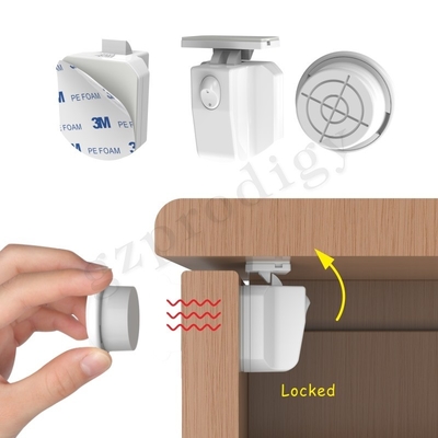 赤ちゃんが隠された粘着性の磁気食器棚ロックを開くのを防ぎます